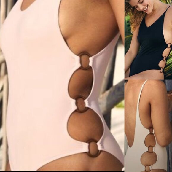 Aerie Metal Rings Cut Out Scoop Back One Piece Swimsuit, Size Small Petite - Picture 1 of 5